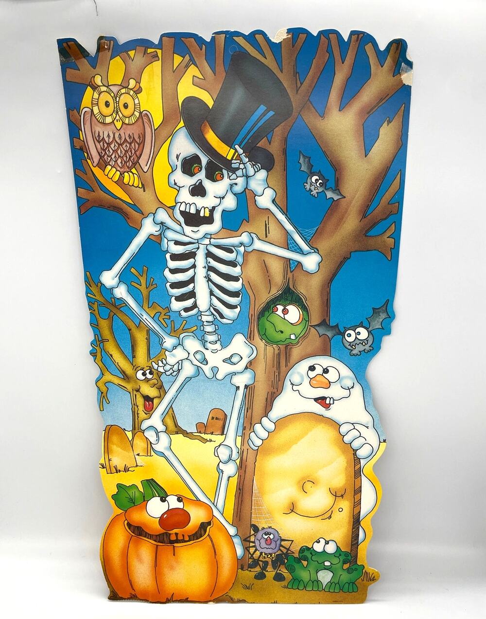 Vintage Eureka USA Halloween Die Cut Skeleton Ghost Double Sided 20.5"x11"